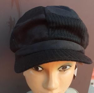 Women's Ladies Black Tan Newsboy Cabie Hat S M cap